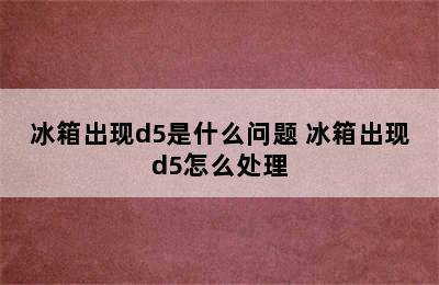 冰箱出现d5是什么问题 冰箱出现d5怎么处理